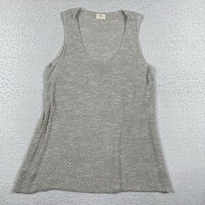 Sisley Shirt Womens Small Sweater Tank Top Gray‎ Beachy Neutral Sheer Career